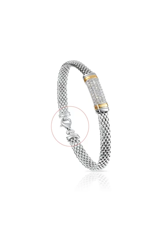 Tilo Jewelry .925 Sterling Silver Two-Tone Italian Bar Bracelet | 7.5 Inch | Women, Men, Unisex