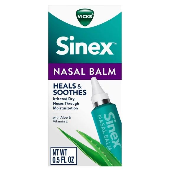 Vicks Sinex Nasal Balm, Daily Moisturizing for Dry Skin From Allergy and Cold, Vitamin E, 0.5 fl oz