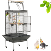 SmileMart 68.5" Rolling Metal Parrot Cage Large Bird Cage with Playtop for Parrot Cockatiel,Black