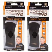 Copper Fit Recovery Infused Compression Knee Sleeve L 2-Pack Anti-Odor Unisex Stretch
