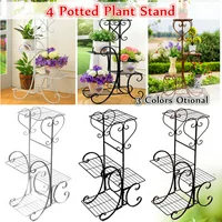 4 Tier Wrought Iron Plant Stand Flower Stand Shelf Stainless Steel Flower Pot Flower Display Stand For Balcony Terrace Indoor Outdoor Classical European Style Sturdy and Durable