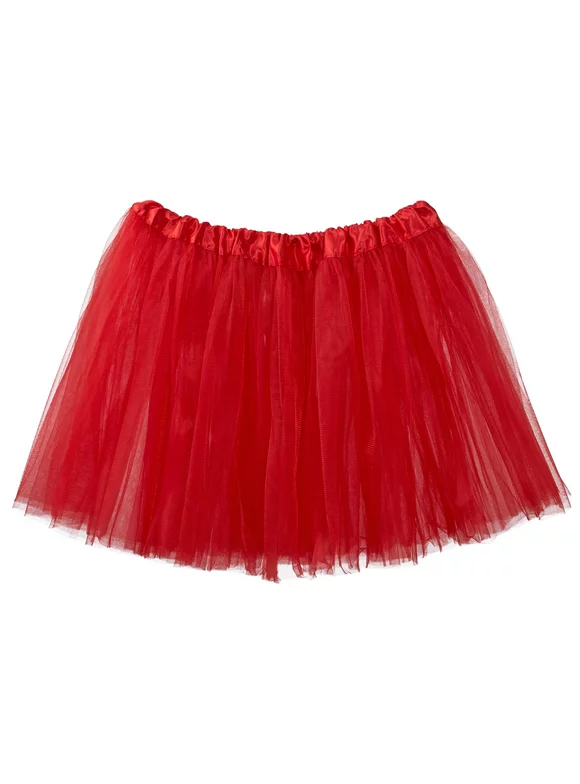 Adult Tutu Skirt, Classic Elastic 3 Layer Tulle Tutu for Women and Teens - Red