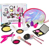 Pretend Makeup Kit Toys for 2, 3, 4, 5 Year Old Girls, First Make Up Set for Little Princess Play Dress Up, Kids Cosmetic, Best Birthday Gift for Toddler-with Polka Dot Bag (Not Real Makeup)