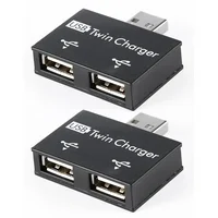 Winnereco 2pcs USB2.0 Male to Female Charger Dual 2 Port USB Splitter Hub Adapter