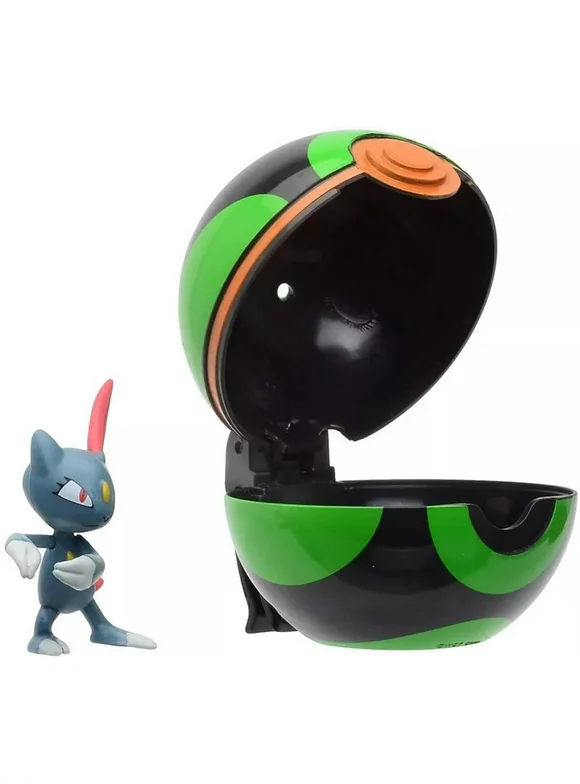 Pokemon Clip N Go Poke Ball Set | 2 Inch Sneasel & Dusk Ball