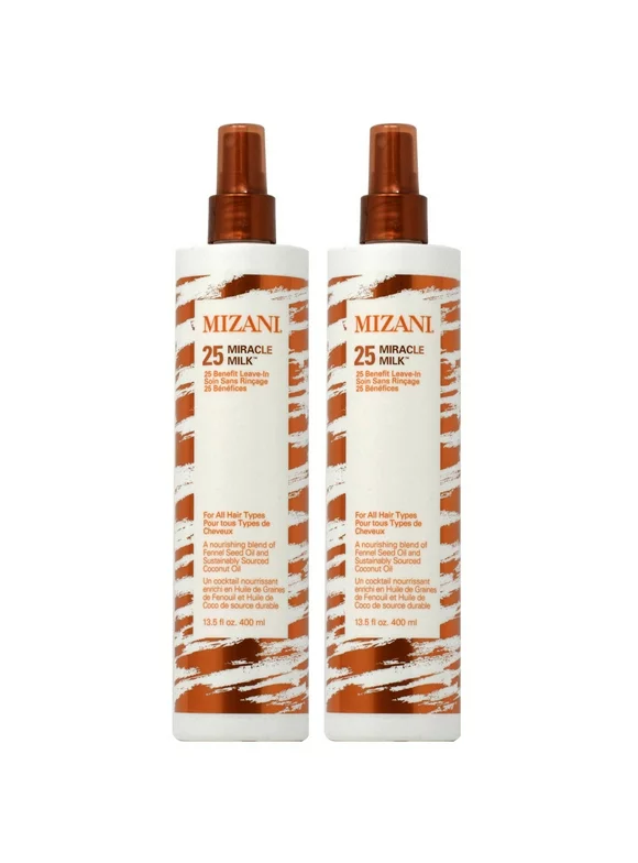 MIZANI 25 Miracle Milk Coconut Oil Hair Treatment for Shine Enhancing & Frizz Control, 13.5 fl oz, 2 Piece