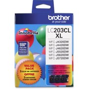 Brother Genuine High Yield Color Ink Cartridge, LC2033PKW, Replacement Color Ink Three Pack, Includes 1 Cartridge Each of Cyan, Magenta & Yellow, Page Yield Up To 550 Pages, LC203
