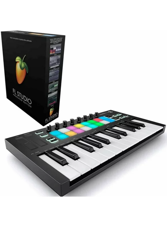 Novation Launch 25-Mini-Key USB Keyboard Controller For Ableton Live bundled with FL Studio 20 Producer Edition