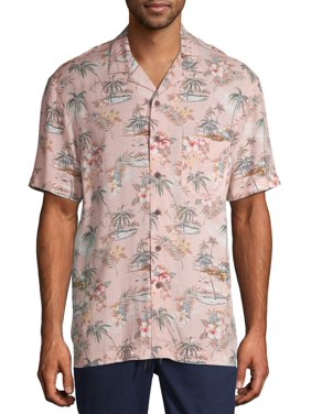 George Men's and Big Men's Short Sleeve Tropical Print Shirt