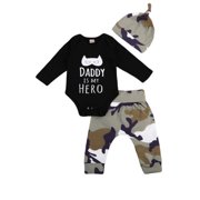 Newborn Baby Boys Batman Romper Bodysuit Jumpsuit Pants Hat Outfits Set Clothes