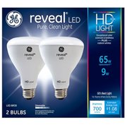 GE Reveal HD+ 9-Watt (65W Equivalent) LED BR30 Indoor Flood Light Bulbs, 2pk