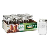 Ball & Kerr Glass Mason Jar With Lid & Band, Wide Mouth, 32 Ounces, 12 Count