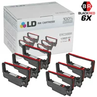 LD Epson Compatible Replacement 6 Pack Black and Red POS Ribbon Cartridges - ERC38BR