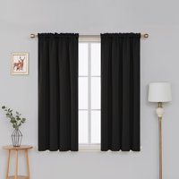 Deconovo Black Blackout Curtains Rod Pocket Curtain Panels Thermal Insulated Curtains for Dining Room 52 W x 54 L inch 2 Panels
