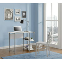 Mainstays Basic Metal Student Computer Desk, Silver with White