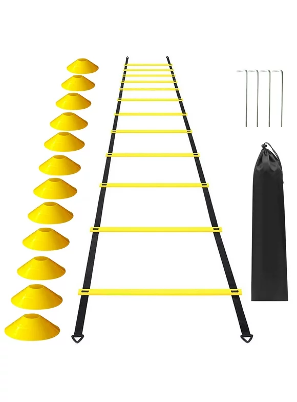 Eccomum 12 Rung Speed Ladder Set 19.7ft for for Soccer Football Fitness Training