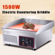 110V 1500W Electric Countertop Griddle Flat Top Commercial Restaurant Grill BBQ Party 14x16x8inch