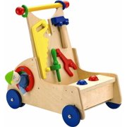 HABA Walk Along Tool Cart - Wooden Activity Push Toy for Ages 10 Months & Up