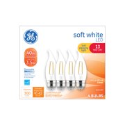 GE LED 3.5-Watt (40W Equivalent) Soft White, Clear Decorative Finish Light Bulbs, Medium Base, Dimmable, 4pk
