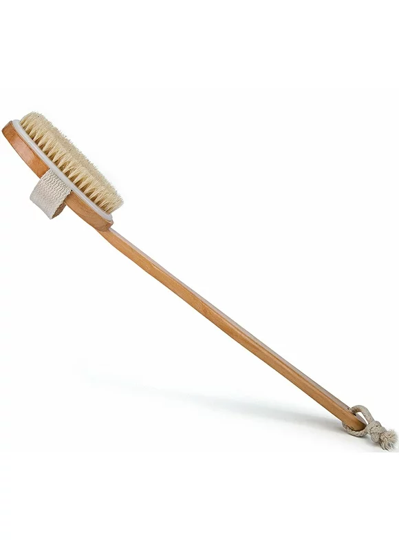 Ergonomic Wooden Body Brush with Detachable Handle - Ideal for Dry Brushing, Shower & Bath, Cellulite Reduction Tool TIKA