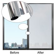 Privacy Window Film 31.5x78.7 Inch Anti UV Static Cling Heat Control Mirror Glass Film for Home and Office Silver Gray