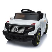 Battery Cars for Kids, White Electric 6V Ride on Toys with Parent Remote & Manual Modes, 4-Wheeler Battery-Powered Ride On Car Toy, Ride On Toys for Boys Girls, 3 Speeds, LED Lights, MP3 Player, L5829