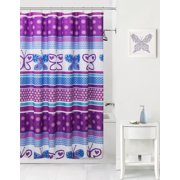 Purple Butterfly Fabric Shower Curtain, 70" x 72", Mainstays Kids