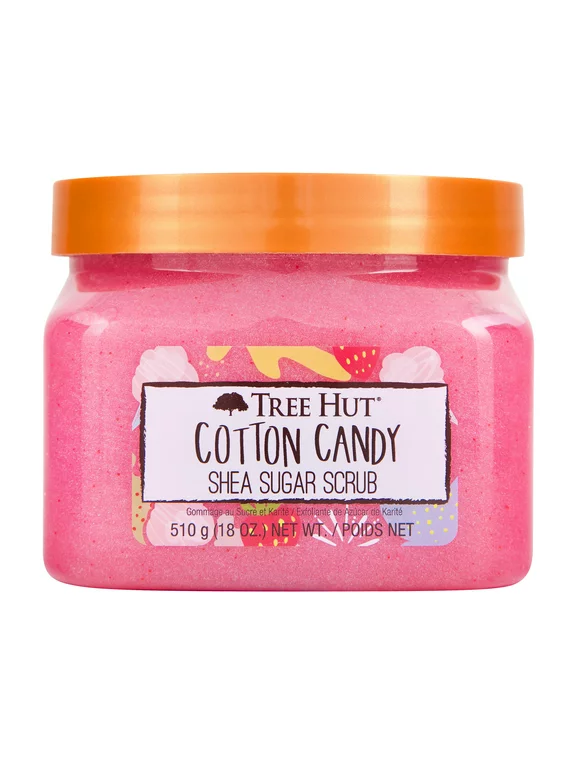 Tree Hut Cotton Candy Shea Sugar Exfoliating and Hydrating Body Scrub, 18 oz.