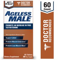 Ageless Male Free Testosterone Booster - Doctor Recommended Formula, Promote Lean Muscle Mass & Strength with Strength Training, Promote Libido & Sexual Arousal, Testofen & Vitamin D3, Tablets, 60 Ct