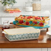 The Pioneer Woman 2-Piece Rectangular Ceramic Bakers, Multiple Patterns