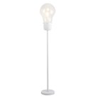 HOMCOM Industrial Tall Pole Floor Lamp with Metal Base, Bulb-Shaped Glass Shade, and E26 Bulb, White