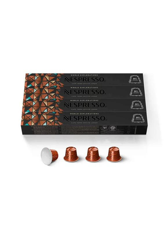 Nespresso Rainforest Alliance, Envivo Lungo Dark Roast, OriginalLine Coffee Pods, 40 Ct (4 Boxes of 10)