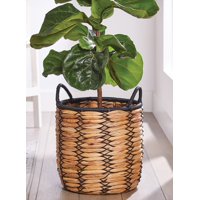 Better Homes & Gardens 15 Inch Round Woven Water Hyacinth Basket Planter