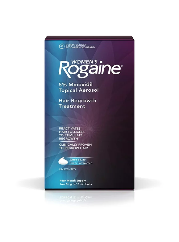 2 Pack Women's Rogaine 5% Minoxidil Foam, Hair Thinning and Loss, 4-Month Supply