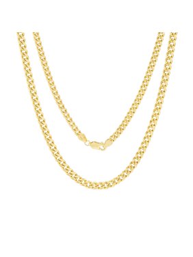 14K Yellow Gold Mens 4.5mm Miami Cuban Link Chain Pendant Necklace, 16"- 30"