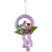 Easter Egg Wreath Easter Bunny Floral Garland Wreath Door Wall Hanging Decoration - Purple