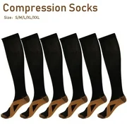 3 Pairs Anti-Fatigue Compression Socks Unisex Copper Fiber Pressure Socks S/M&L/XL&XXL