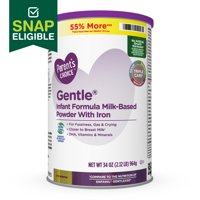 Parent's Choice Gentle Non-GMO* Infant Formula Milk-Based Powder with Iron, 34oz, 4 Pack