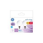 GE LED 3.5W (25W Equivalent) Soft White Color, G16 Decorative Mini Globe Light Bulbs, Frosted Finish, Dimmable, E12 Small Base, 13 Year Life, 2pk