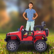 Battery Powered Ride on Toys, 12 Volt Motorized Ride On Car w/ Parental Remote Control & Manual Modes, Music, Horn, Lights, Electric Vehicle for 3-6 Years Old Boys Girls, Red, W4542