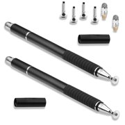 EEEkit Universal 2 in1 Precision Disc and Hybrid Fiber Stylus / Styli Touch Screen Pens for for All Touch Screens Cell Phones, Tablets, Laptops with 4 Replacement Discs and 2 Hybrid Fiber Tips