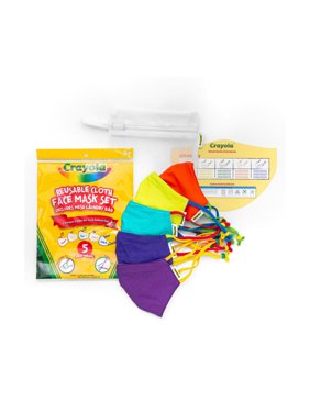 Crayola Kids Reusable Cloth Face Mask Set, Cool Colors (5 Pack)