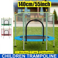 55" Kids Trampoline, with Safety Enclosure Net & Spring Pad, Bulit-in Zipper Heavy Duty Steel Frame, Outdoor Indoor Mini Trampolines for Kids