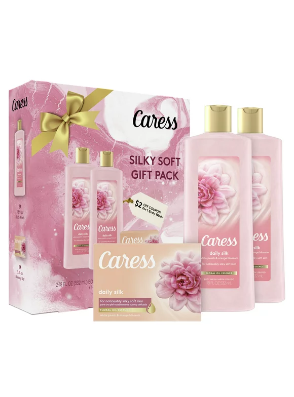 ($12 VALUE) Caress Bath and Body Gift Set Daily Silk 3 Count