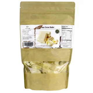 1 lb Certified Organic Cocoa Butter - Pure Raw Unprocessed Unrefined - Use for Lotions Lipstick or Body Butter. Organically Grown, Non-GMO by SaaQin - Imported from Peru