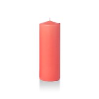 Yummi 3" x 8" Coral Round Pillar Candles - 6 Candles - 80 Hours