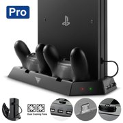 TSV Controller Vertical Stand for PS4 Pro, Controller Charging Station w/ 2 Cooling Fan,3 USB Port for PlayStation 4 Pro Console and Dual Shock 4 Controllers