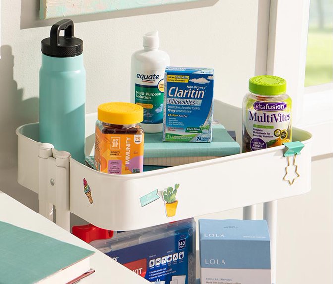 Wellness essentials. Prep your medicine cabinet for the semester ahead. Stock up now 