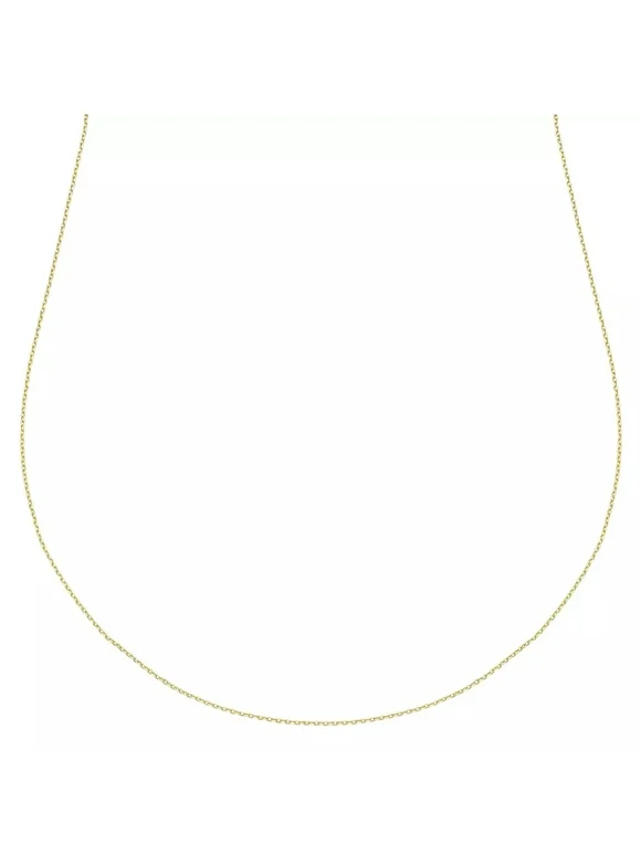 14k Yellow Gold 1mm Cable Chain Necklace, 16” to 24”, Women, Girls, Unisex
