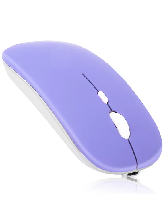 2.4GHz & Bluetooth Rechargeable Mouse for Microsoft Surface Duo Bluetooth Wireless Mouse for Laptop / PC / Mac / iPad pro / Computer / Tablet / Android Violet Purple